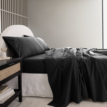 Royal Comfort Vintage Wash 100% Cotton Sheet Set Fitted Flat Sheet Pillowcases-Bed Linen-PEROZ Accessories