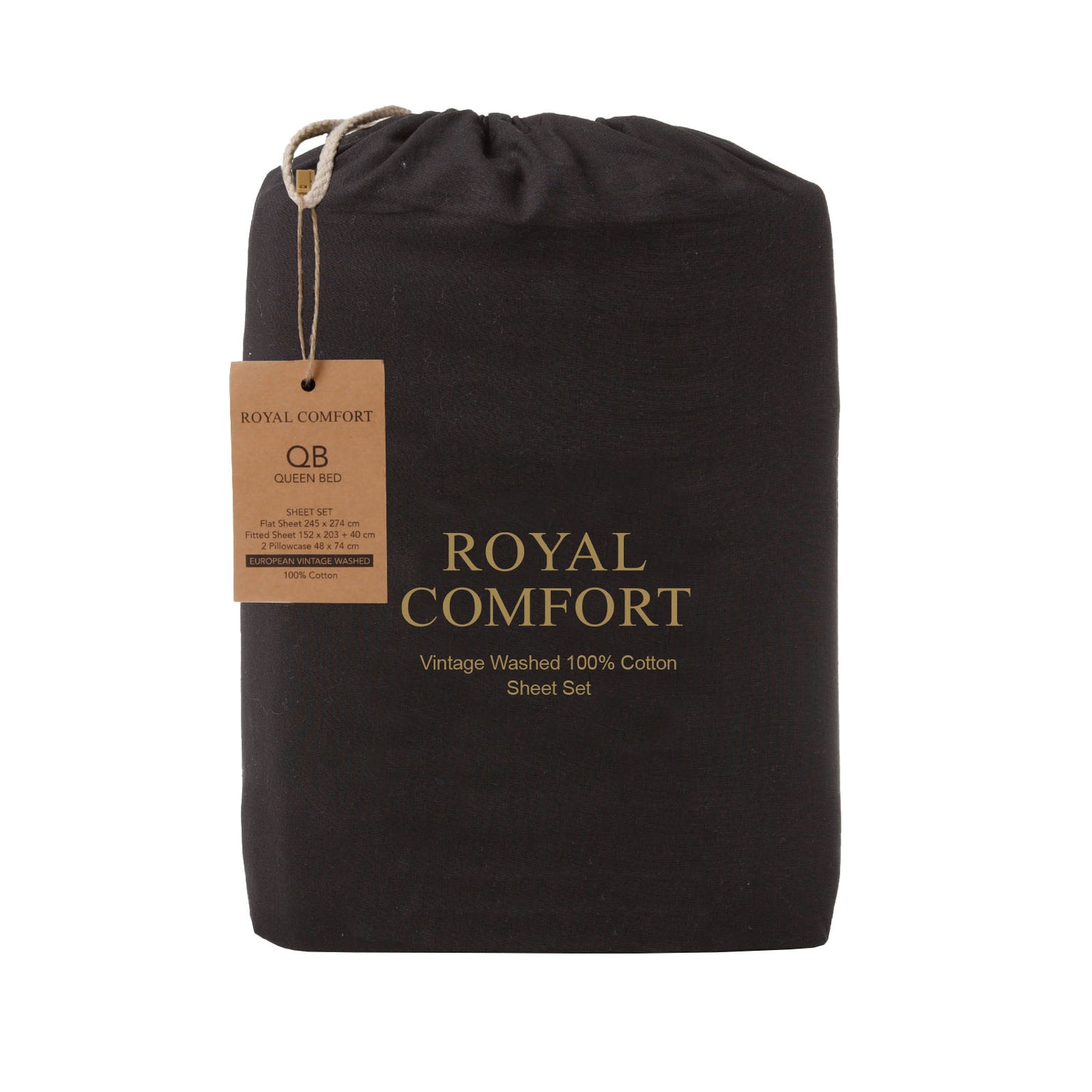 Royal Comfort Vintage Wash 100% Cotton Sheet Set Fitted Flat Sheet Pillowcases-Bed Linen-PEROZ Accessories