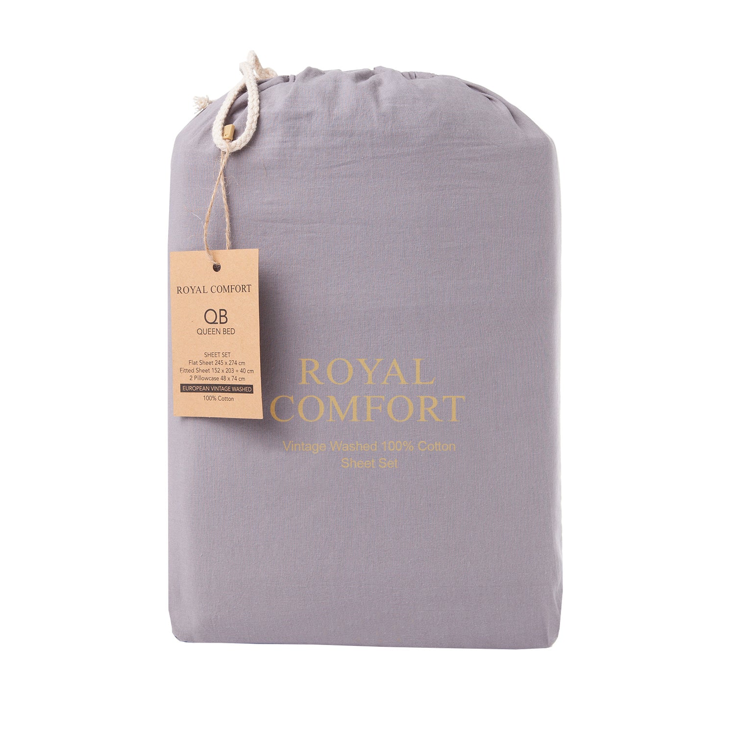 Royal Comfort Vintage Wash 100% Cotton Sheet Set Fitted Flat Sheet Pillowcases-Bed Linen-PEROZ Accessories
