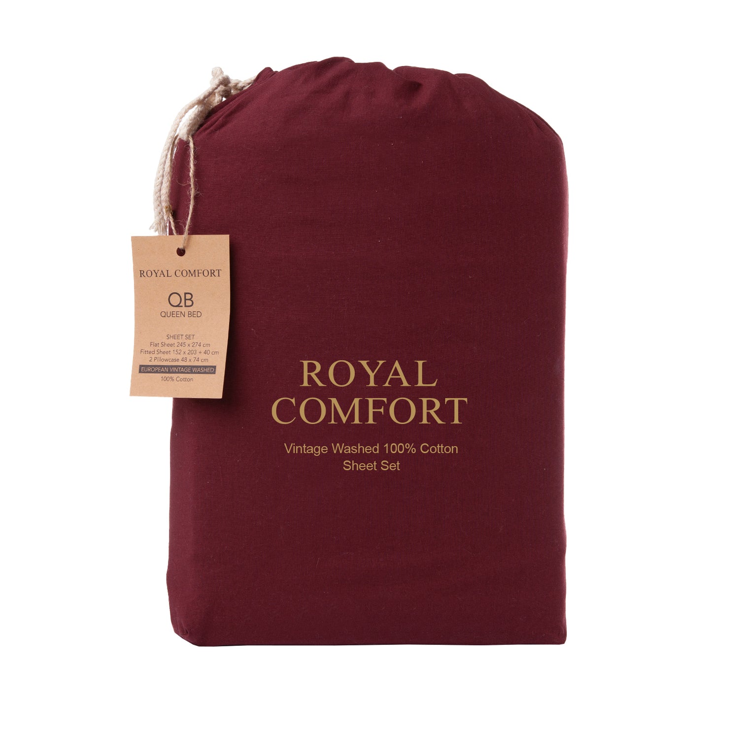 Royal Comfort Vintage Wash 100% Cotton Sheet Set Fitted Flat Sheet Pillowcases-Bed Linen-PEROZ Accessories