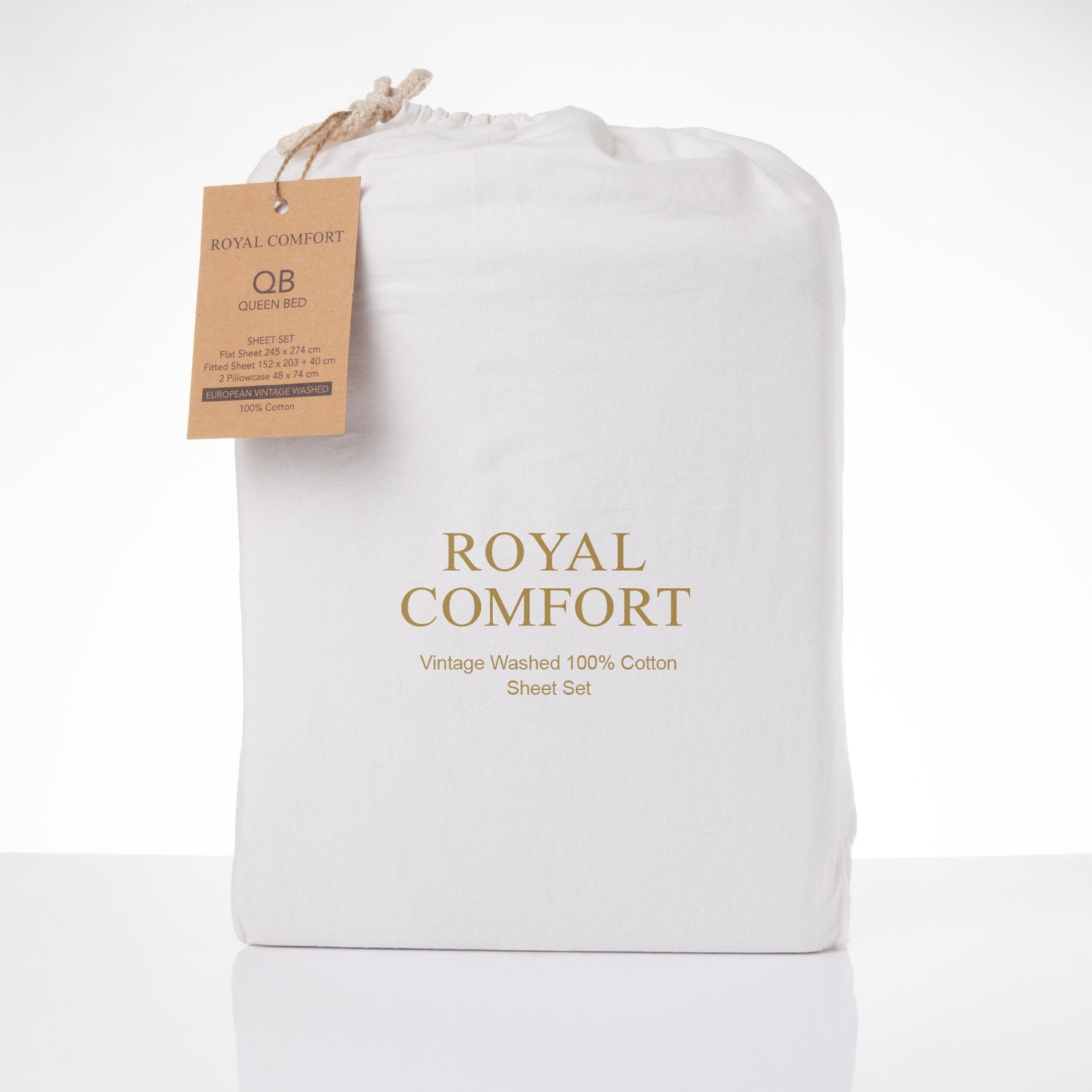 Royal Comfort Vintage Wash 100% Cotton Sheet Set Fitted Flat Sheet Pillowcases-Bed Linen-PEROZ Accessories