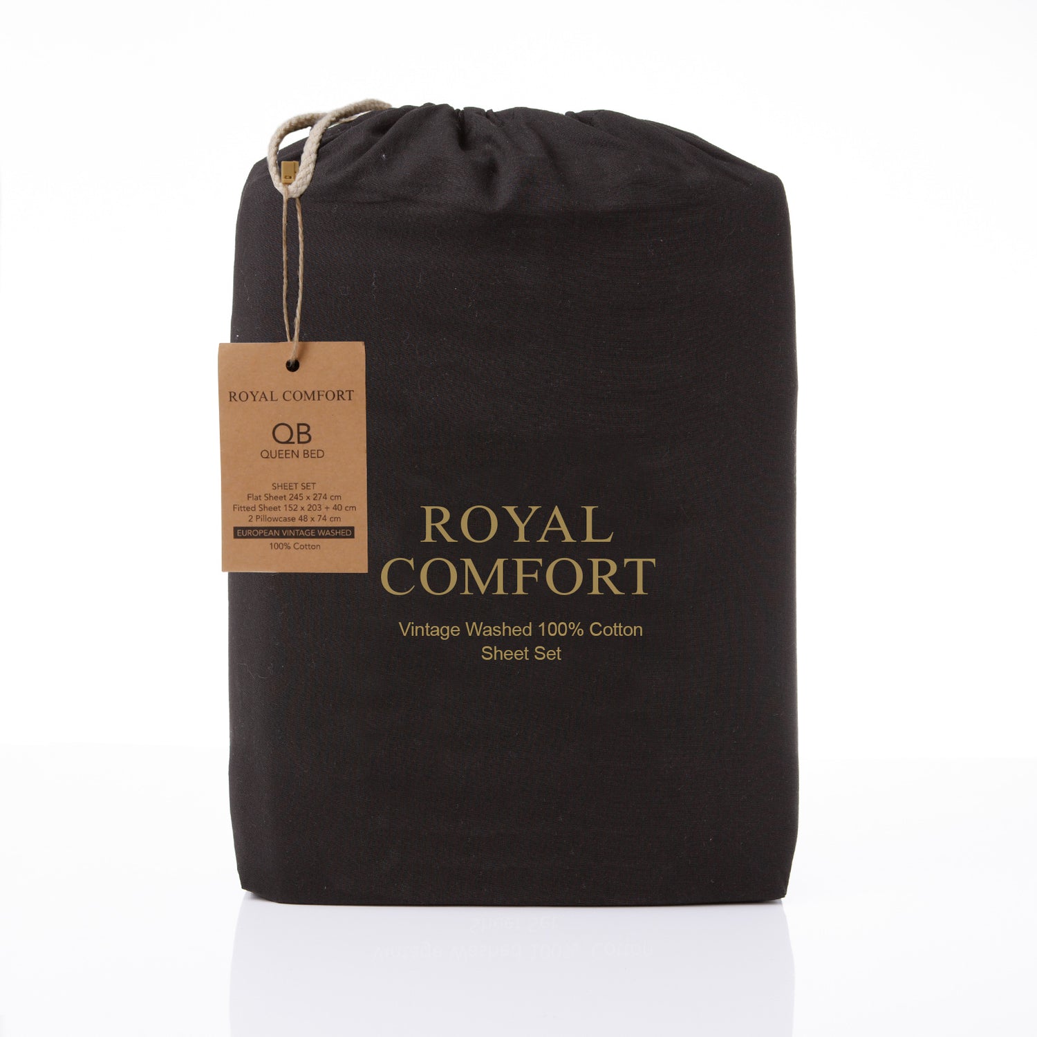 Royal Comfort Vintage Wash 100% Cotton Sheet Set Fitted Flat Sheet Pillowcases-Bed Linen-PEROZ Accessories