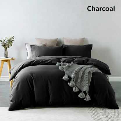 Royal Comfort Vintage Washed 100% Cotton Quilt Cover Set Bedding Ultra Soft-Bed Linen-PEROZ Accessories
