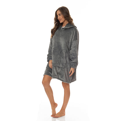 Royal Comfort Snug Hoodie Nightwear Super Soft Reversible Coral Fleece 750GSM-Lingerie, Sleepwear &amp; Loungewear-PEROZ Accessories