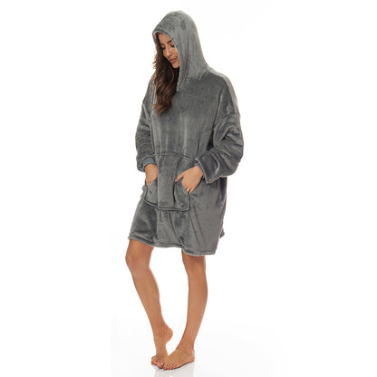 Royal Comfort Snug Hoodie Nightwear Super Soft Reversible Coral Fleece 750GSM-Lingerie, Sleepwear &amp; Loungewear-PEROZ Accessories
