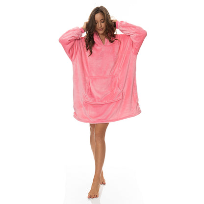 Royal Comfort Snug Hoodie Nightwear Super Soft Reversible Coral Fleece 750GSM-Lingerie, Sleepwear &amp; Loungewear-PEROZ Accessories