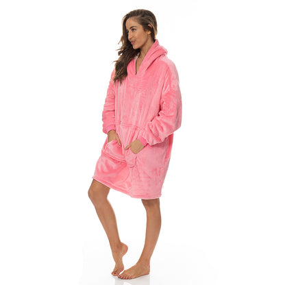 Royal Comfort Snug Hoodie Nightwear Super Soft Reversible Coral Fleece 750GSM-Lingerie, Sleepwear &amp; Loungewear-PEROZ Accessories