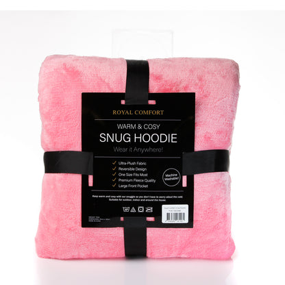 Royal Comfort Snug Hoodie Nightwear Super Soft Reversible Coral Fleece 750GSM-Lingerie, Sleepwear &amp; Loungewear-PEROZ Accessories