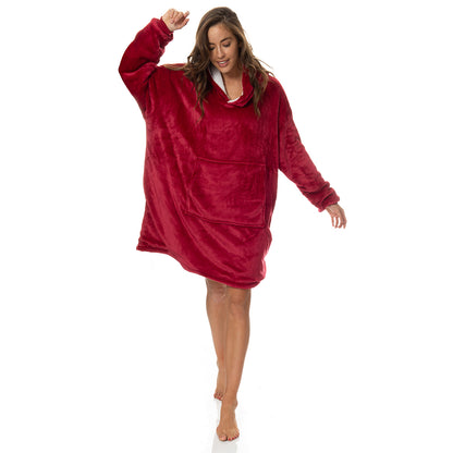Royal Comfort Snug Hoodie Nightwear Super Soft Reversible Coral Fleece 750GSM-Lingerie, Sleepwear &amp; Loungewear-PEROZ Accessories