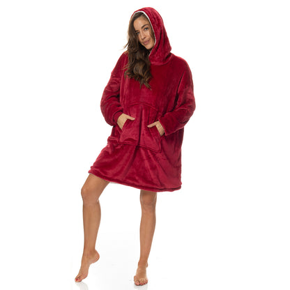 Royal Comfort Snug Hoodie Nightwear Super Soft Reversible Coral Fleece 750GSM-Lingerie, Sleepwear &amp; Loungewear-PEROZ Accessories