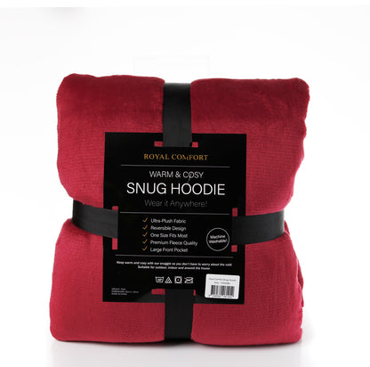 Royal Comfort Snug Hoodie Nightwear Super Soft Reversible Coral Fleece 750GSM-Lingerie, Sleepwear &amp; Loungewear-PEROZ Accessories
