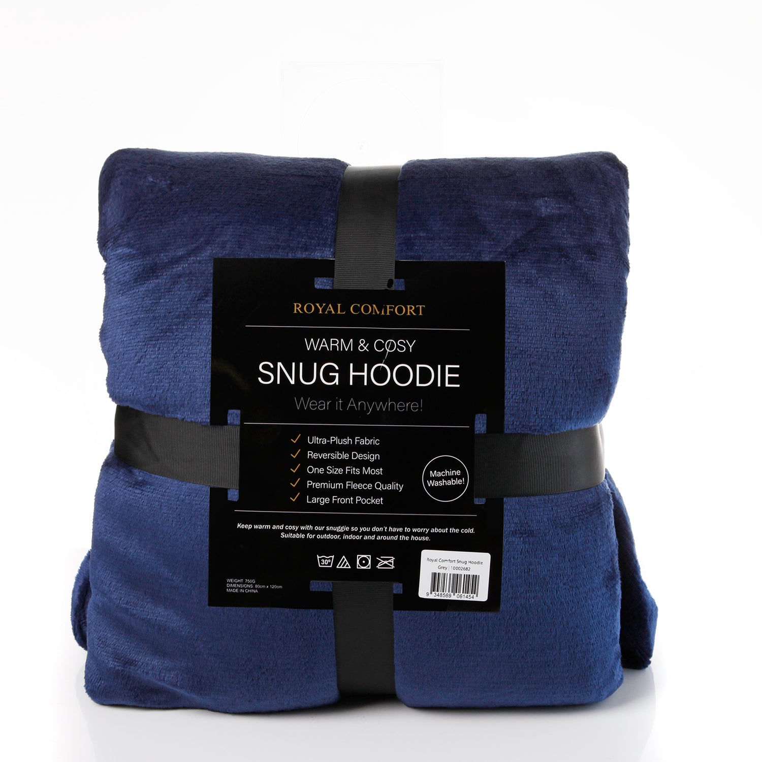 Royal Comfort Snug Hoodie Nightwear Super Soft Reversible Coral Fleece 750GSM-Lingerie, Sleepwear &amp; Loungewear-PEROZ Accessories