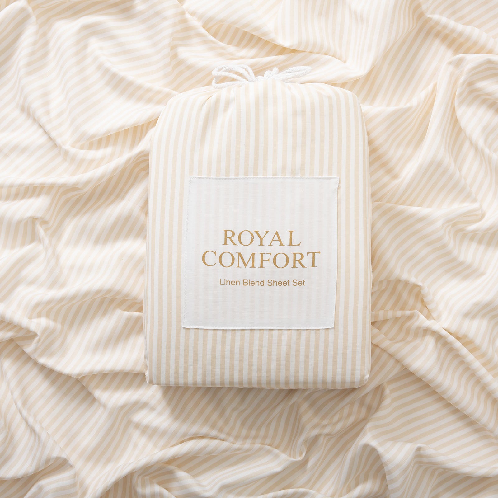 Royal Comfort Stripes Linen Blend Sheet Set Bedding Luxury Breathable Ultra Soft-Bed Linen-PEROZ Accessories