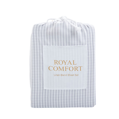 Royal Comfort Stripes Linen Blend Sheet Set Bedding Luxury Breathable Ultra Soft-Bed Linen-PEROZ Accessories