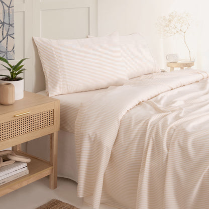 Royal Comfort Stripes Linen Blend Sheet Set Bedding Luxury Breathable Ultra Soft-Bed Linen-PEROZ Accessories