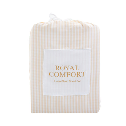 Royal Comfort Stripes Linen Blend Sheet Set Bedding Luxury Breathable Ultra Soft-Bed Linen-PEROZ Accessories