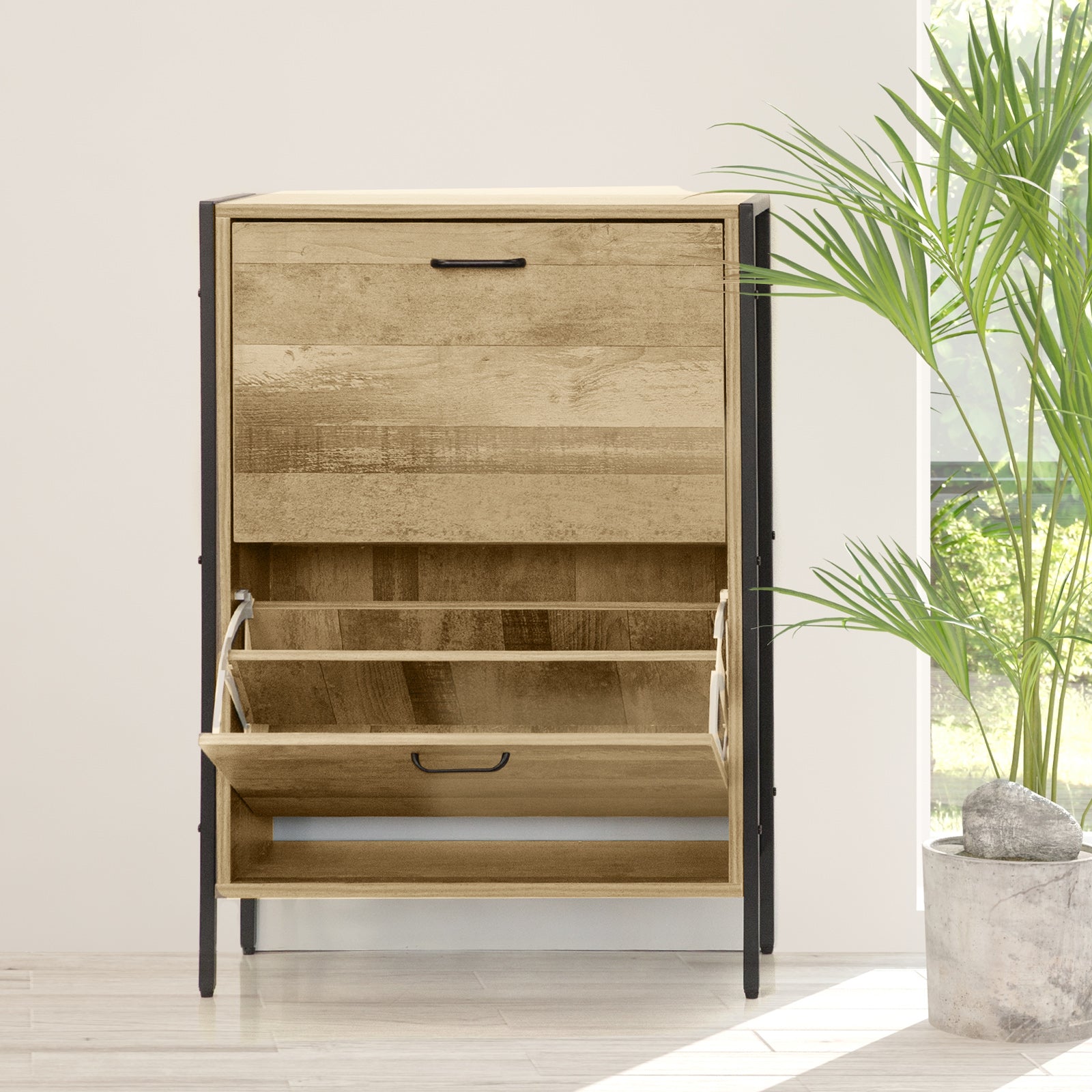 Milano Decor 12 Pair Wooden Shoe Cabinet Drawer Storage-Shoe Storage-PEROZ Accessories