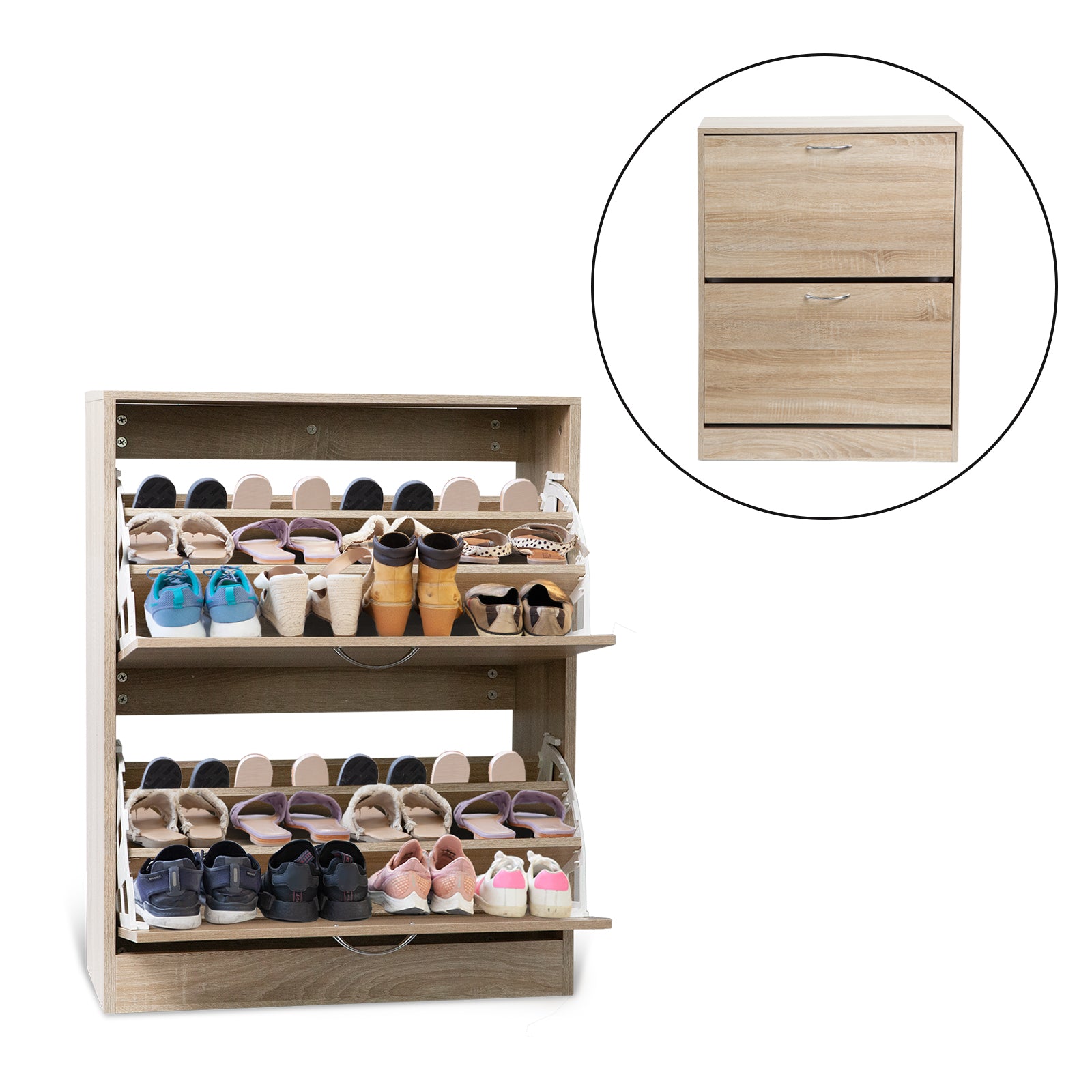 Milano Decor 24 Pair Wooden Shoe Cabinet Drawer Storage-Shoe Storage-PEROZ Accessories