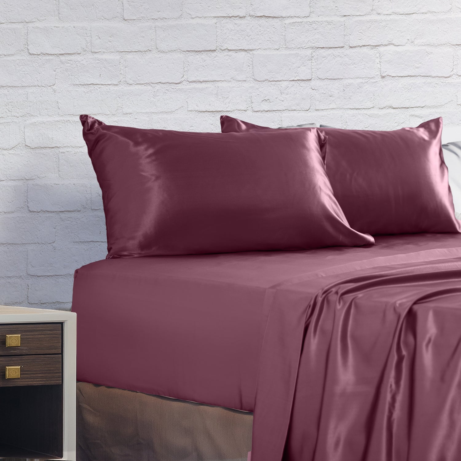 Royal Comfort Satin Sheet Set 4 Piece Fitted Flat Sheet Pillowcases Silky Smooth-Bed Linen-PEROZ Accessories