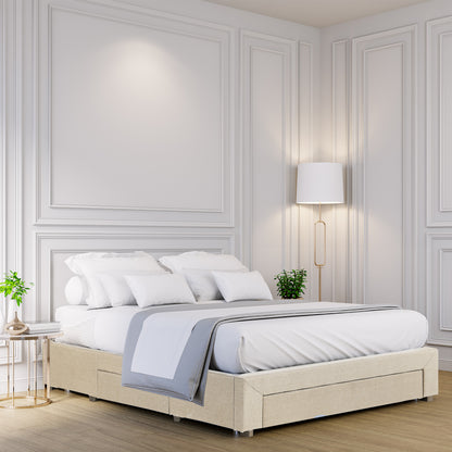 Milano Decor Palermo Bed Base with Drawers Upholstered Fabric Wood-Bed Frames &amp; Bases-PEROZ Accessories