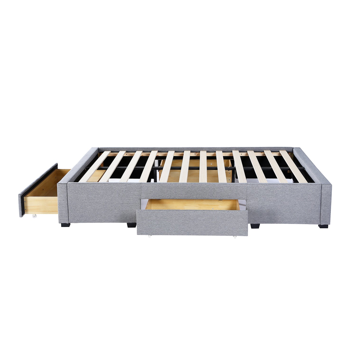 Milano Decor Palermo Bed Base with Drawers Upholstered Fabric Wood-Bed Frames &amp; Bases-PEROZ Accessories