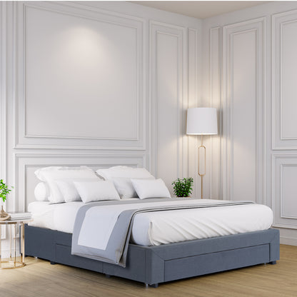 Milano Decor Palermo Bed Base with Drawers Upholstered Fabric Wood-Bed Frames &amp; Bases-PEROZ Accessories