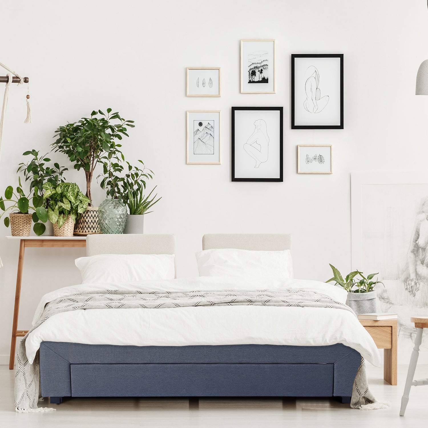 Milano Decor Palermo Bed Base with Drawers Upholstered Fabric Wood-Bed Frames &amp; Bases-PEROZ Accessories