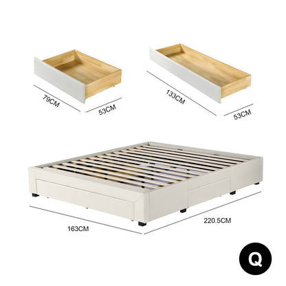 Milano Decor Palermo Bed Base with Drawers Upholstered Fabric Wood-Bed Frames &amp; Bases-PEROZ Accessories