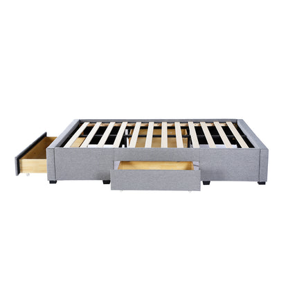 Milano Decor Palermo Bed Base with Drawers Upholstered Fabric Wood-Bed Frames &amp; Bases-PEROZ Accessories