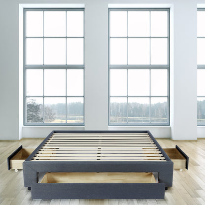 Milano Decor Palermo Bed Base with Drawers Upholstered Fabric Wood-Bed Frames &amp; Bases-PEROZ Accessories