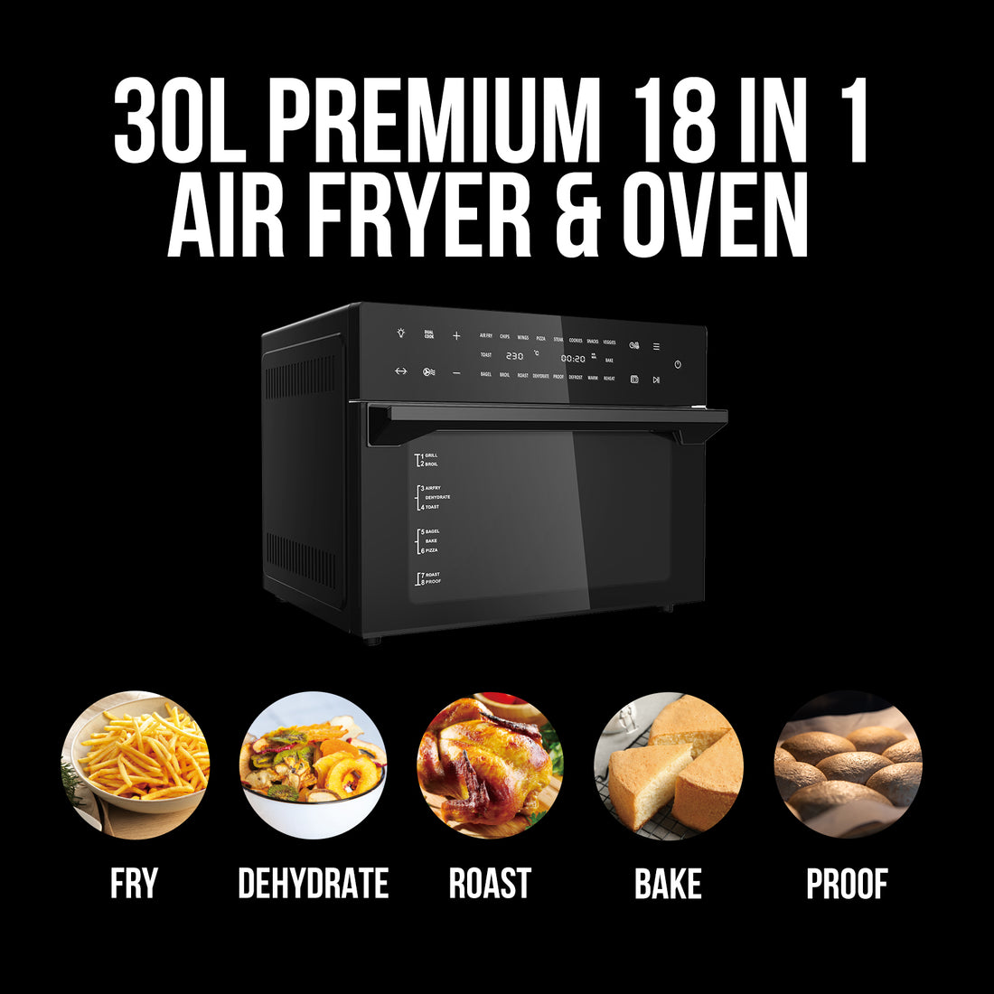 Kitchen Couture 30 Litre Air Fryer Oven 18 Presets 5-in-1 Multifunctional-Small Kitchen Appliances-PEROZ Accessories