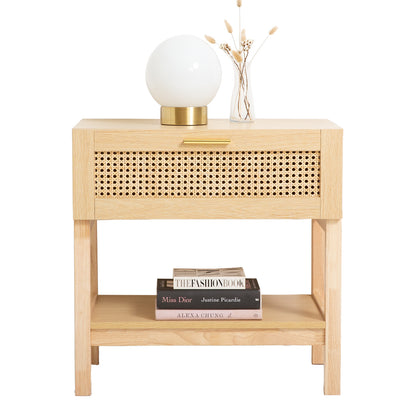 Casa Decor Santiago Rattan Bedside Table Drawers Table Nightstand Cabinet-Bedside Tables-PEROZ Accessories