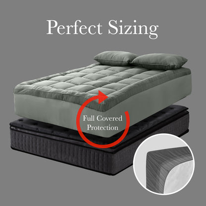 Royal Comfort Bamboo Blend Topper 800GSM 45cm Skirt Luxury Bedding-Bedding-PEROZ Accessories