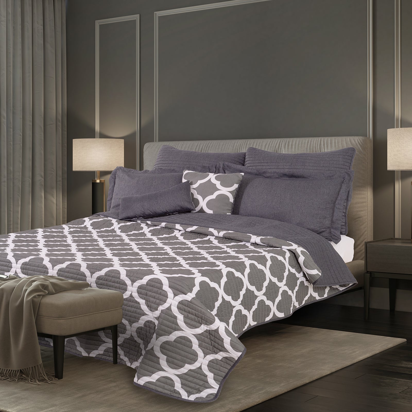 Royal Comfort Bamboo Cooling Reversible 7 Piece Comforter Set Bedspread-Bed Linen-PEROZ Accessories