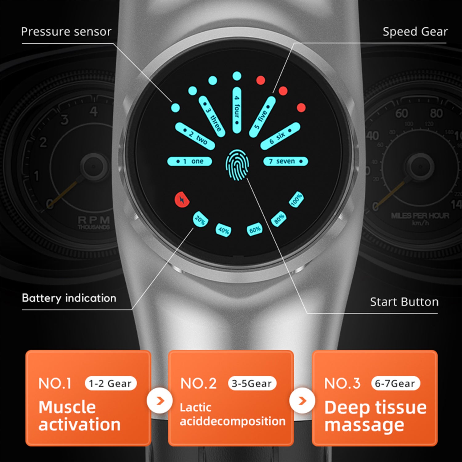 FitSmart Chiro Pro Vibration Massage Device 7 Levels 8 Heads LED Screen Portable-Massagers-PEROZ Accessories
