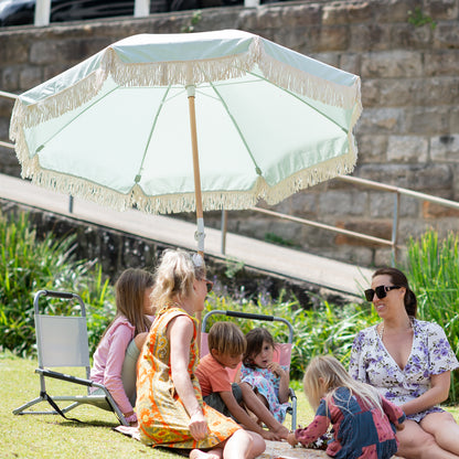 Havana Outdoors Beach Umbrella Portable 2 Metre Fringed Garden Sun Shade Shelter-Outdoor Umbrellas-PEROZ Accessories