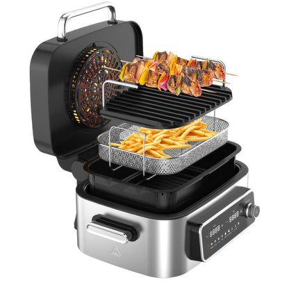 Kitchen Couture Top Loading Air Grill Family XL Air Fryer Stainless Steel-Small Kitchen Appliances-PEROZ Accessories