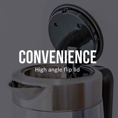Kitchen Couture Cool Touch Stainless Steel LED Glass Kettle Dual Wall 1.7L-Small Kitchen Appliances-PEROZ Accessories