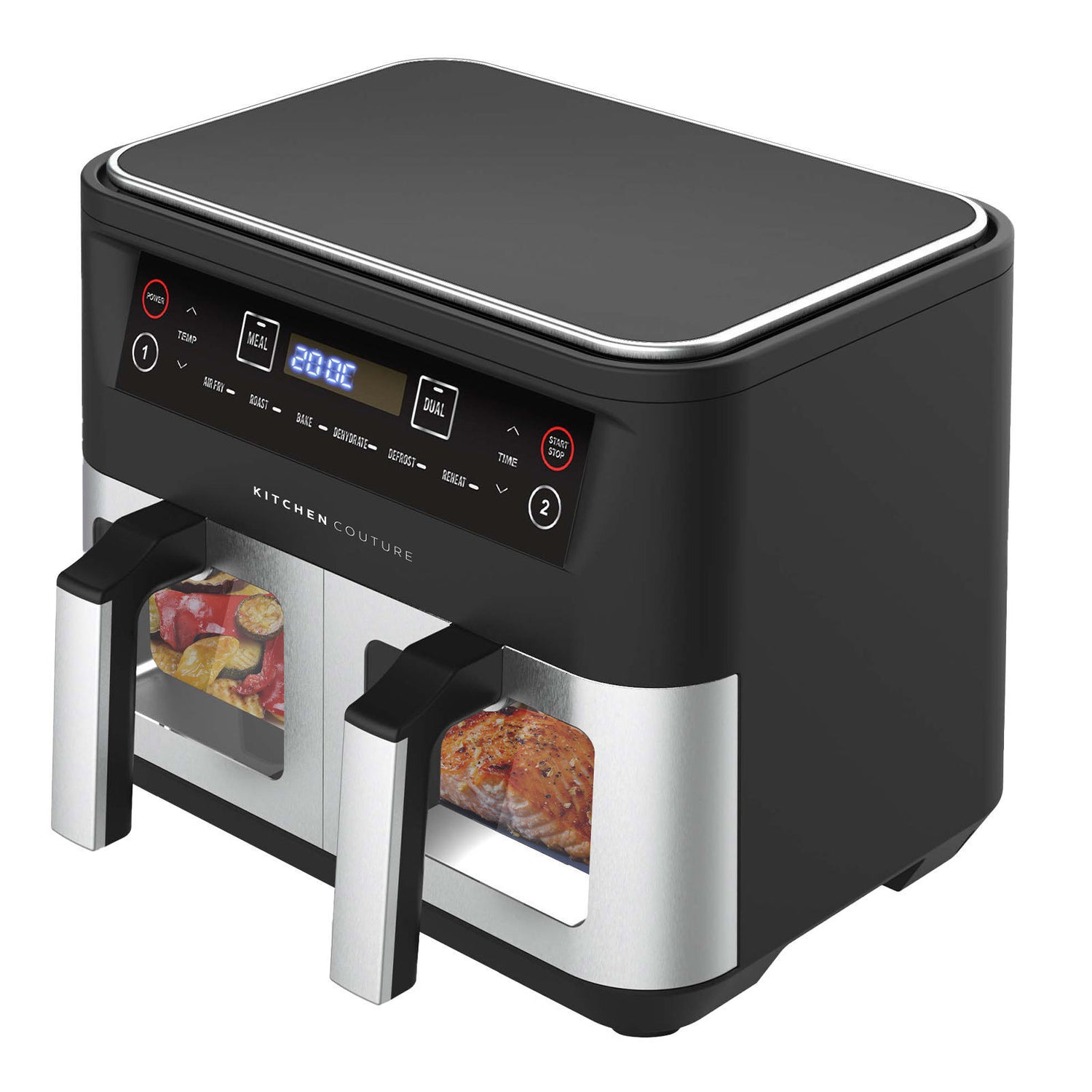 Kitchen Couture Dual View 2 x 5 Litre Air Fryer Stainless Steel-Small Kitchen Appliances-PEROZ Accessories