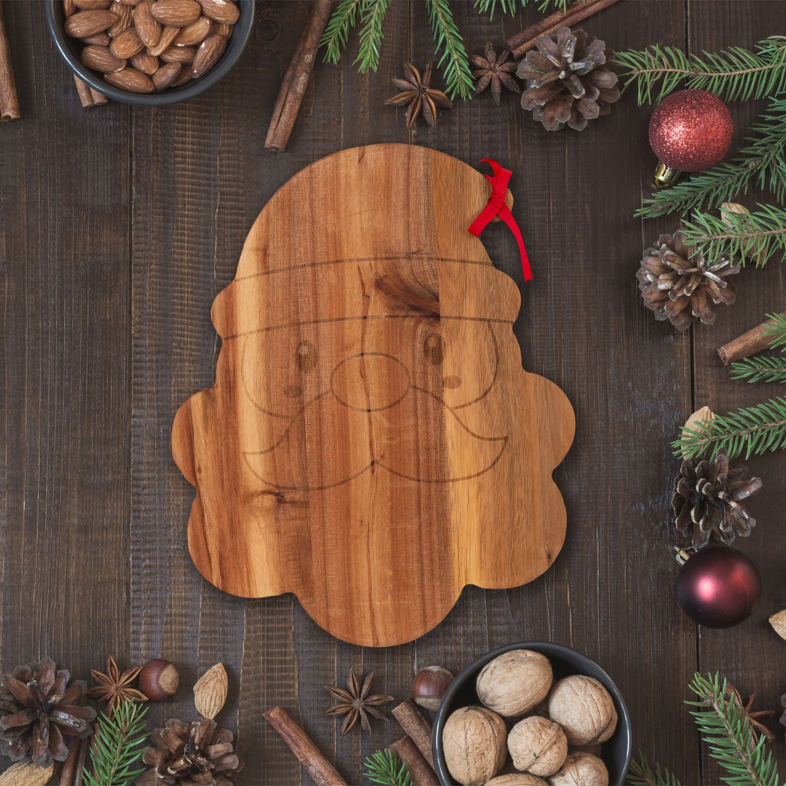 Bread and Butter Santa Face Cheese Board - - 4 Piece Set-Decorations-PEROZ Accessories