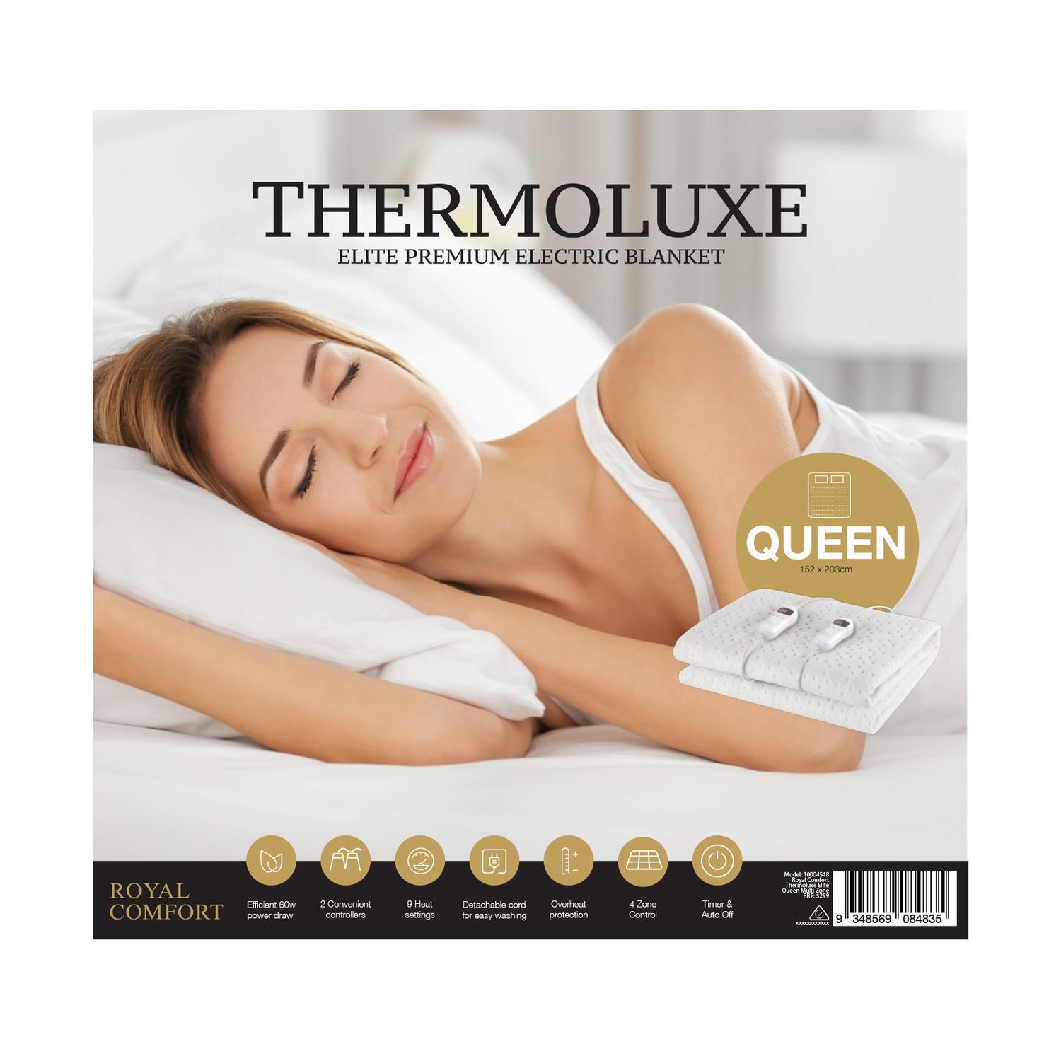 Royal Comfort Thermolux Elite Electric Blanket Multi Zone Fully Fitted-Heating &amp; Cooling-PEROZ Accessories