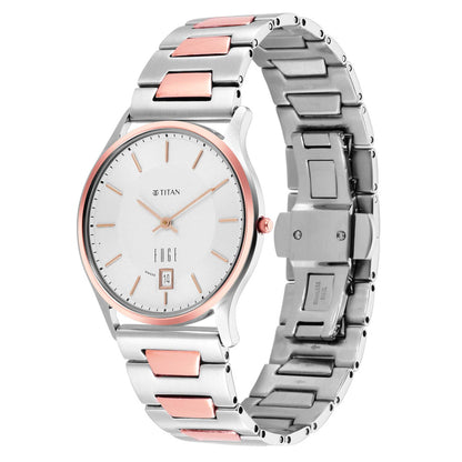 Titan Quartz Analogue Silver Dial Stainless Steel Strap Watch for Men-PEROZ Accessories