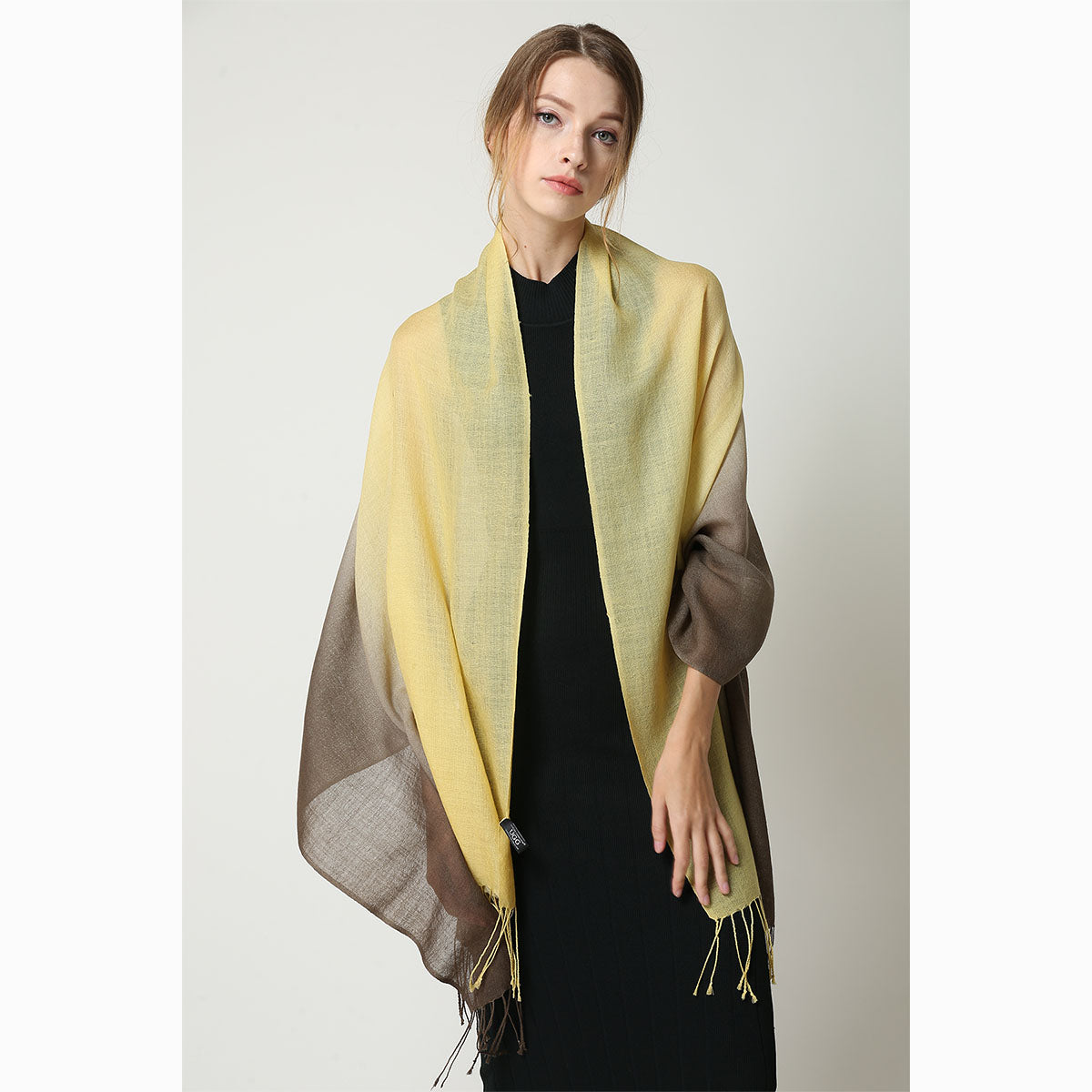 Ugg 100% Merino Wool Tie Dye Scarf Lemon and Brown-Scarves-PEROZ Accessories