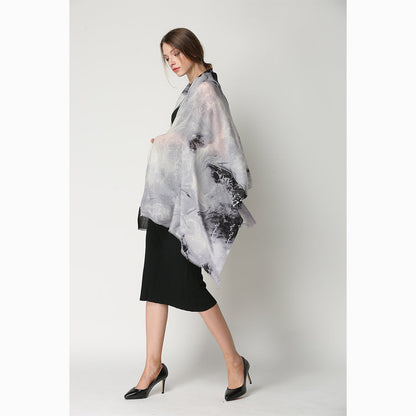 Ugg 100% Australian Merino Wool Scarf Ivory and Black-Scarves-PEROZ Accessories