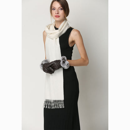 Ugg Cashmere &amp; Wool Scarf Off White-Scarves-PEROZ Accessories