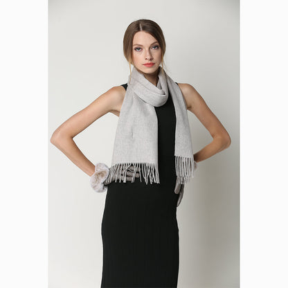 Ugg 100% Wool Scarf Grey-Scarves-PEROZ Accessories