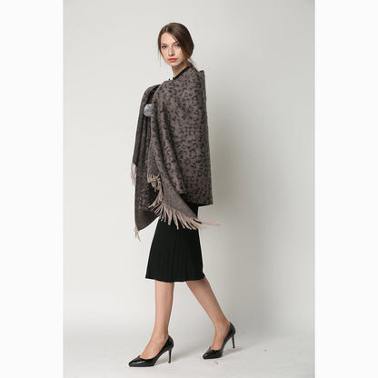 Ugg Cashmere &amp; Wool Wrap Tan and Black-Wrap-PEROZ Accessories