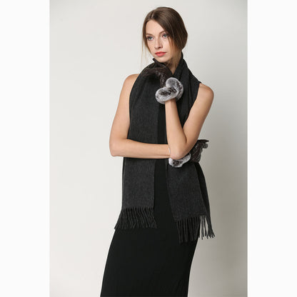 Ugg Cashmere &amp; Wool Scarf Charcoal-Scarves-PEROZ Accessories