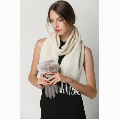 Ugg 100% Wool Scarf White-Scarves-PEROZ Accessories