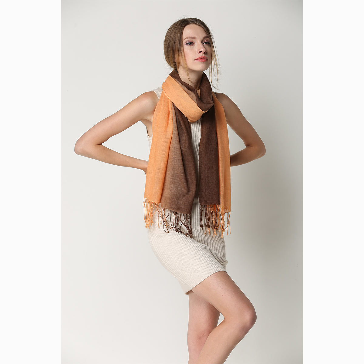 Ugg 100% Merino Wool Tie Dye Scarf Orange and Chocolate-Scarves-PEROZ Accessories